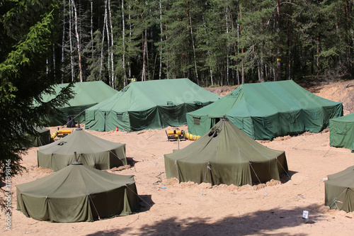 Military tents in the forest