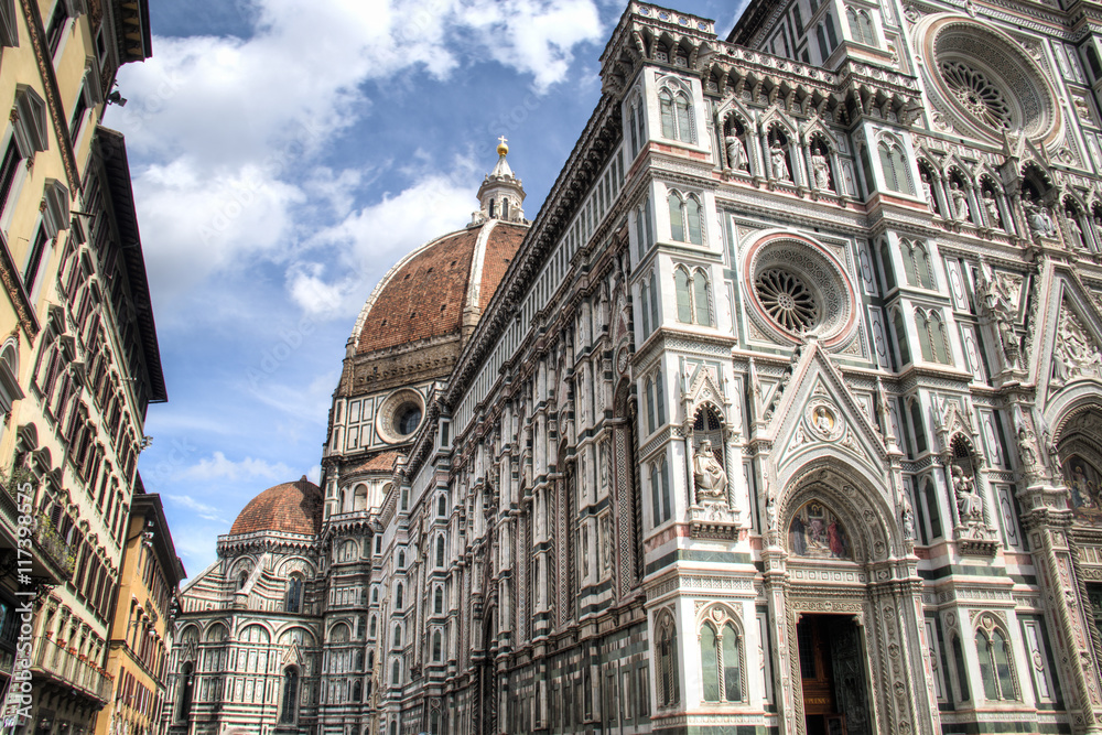 The world famous cathedral and Duomo (dome) of Florence in Italy
