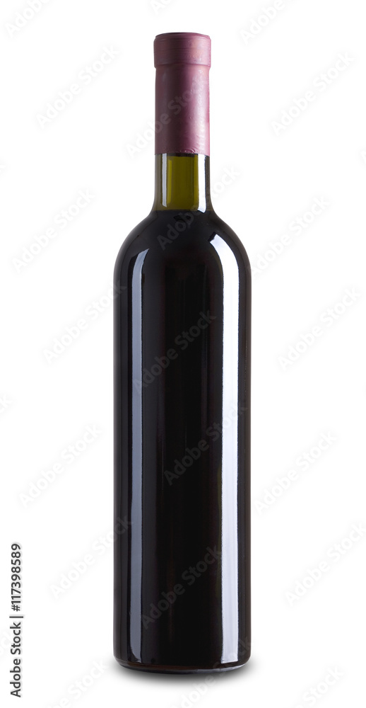 Red wine bottle isolated over white background Red wine bottle isolated over white background