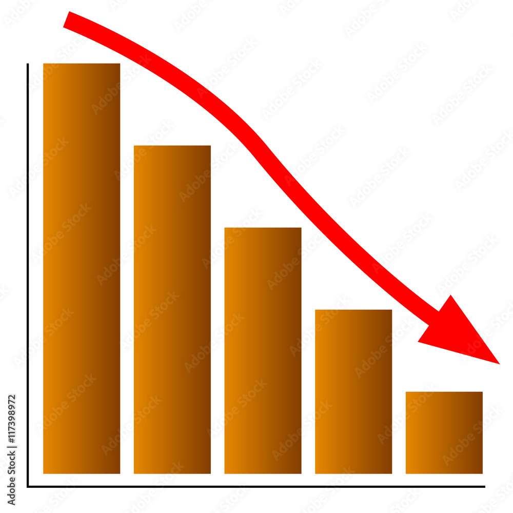 lowering chart with a straight arrow Stock Vector | Adobe Stock