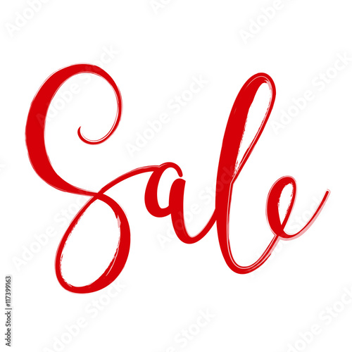 Hand drawn vector Sale lettering design in red color.