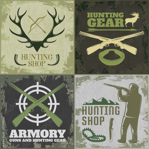 Hunting Square Icon Set
