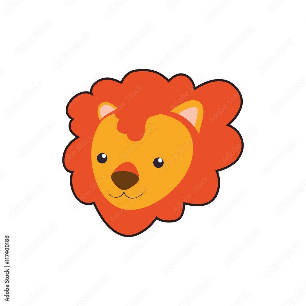 Lion cute animal little icon. Isolated and flat illustration. Vector graphic