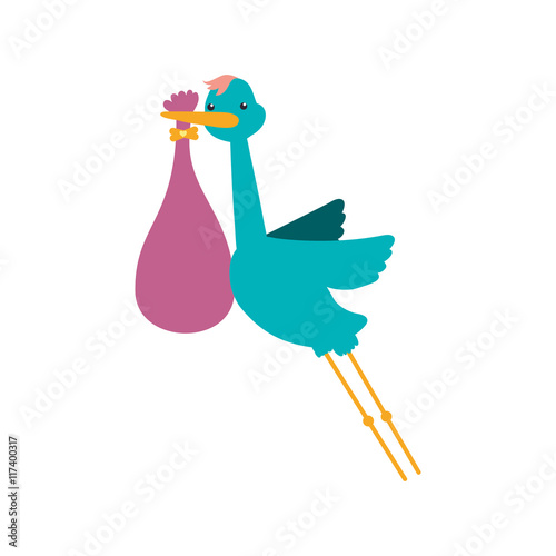 Stork bag baby shower icon. Isolated and flat illustration. Vector graphic