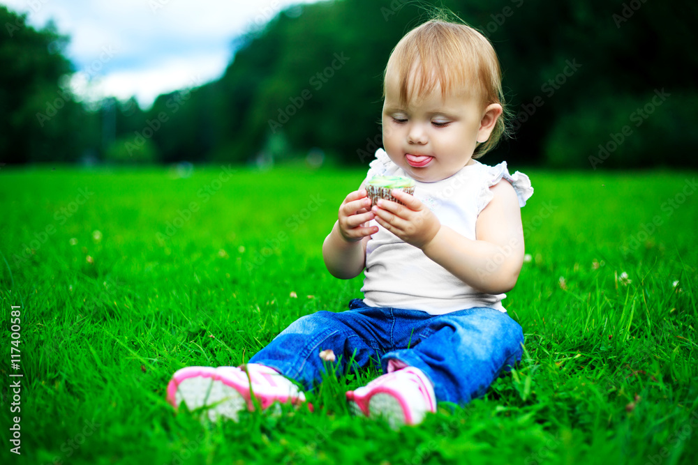 baby with a cake baby with a cake