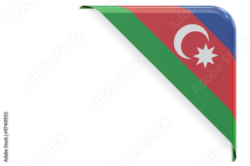 Azerbaijan flag corner, button. 3D rendering photo