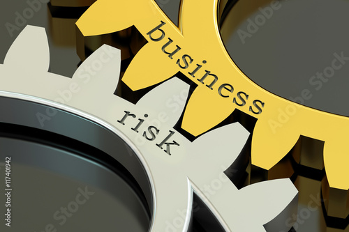 Business Risk concept on the gearwheels, 3D rendering