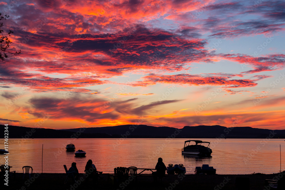 amazing sunset over lake