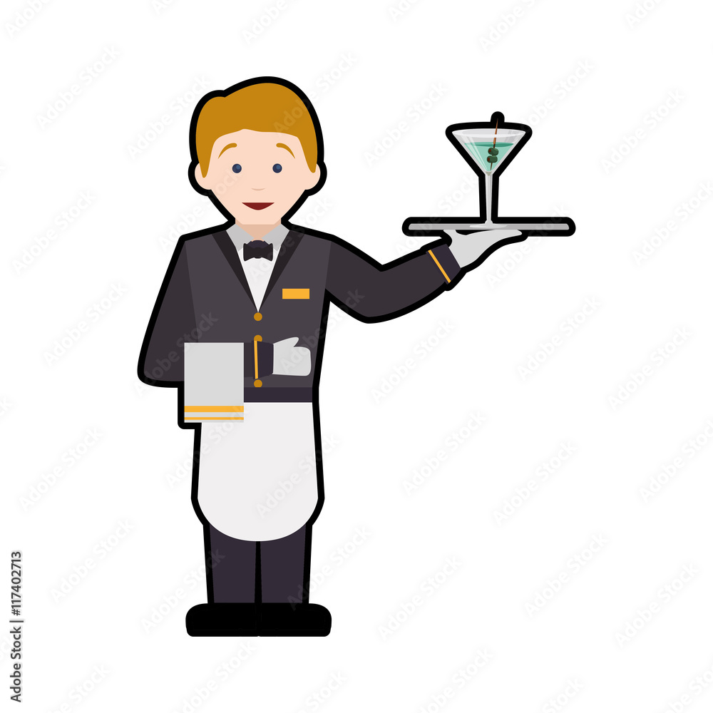 Waiter cup male avatar suit person icon. Isolated and flat illustration. Vector graphic