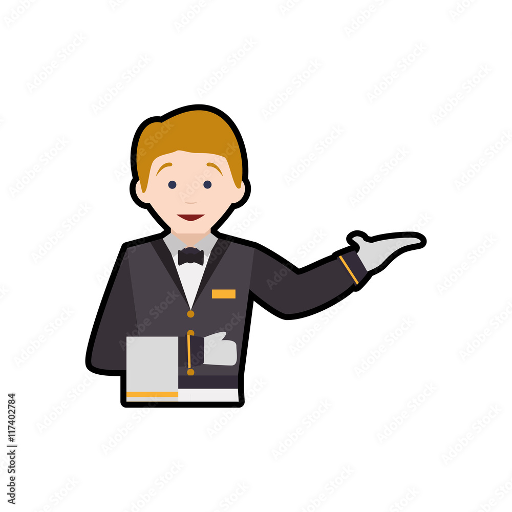 Waiter male avatar suit person icon. Isolated and flat illustration. Vector graphic Waiter male avatar suit person icon. Isolated and flat illustration. Vector graphic