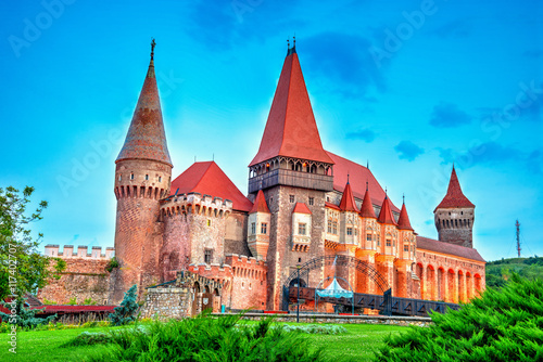 Medieval castle of Hunedoara, known as Corvin Castle, one of the most artistic monuments of Gothic architecture in Romania, governed by Iancu de Hunedoara photo