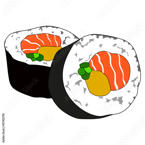 Illustration of sushi set: futomaki