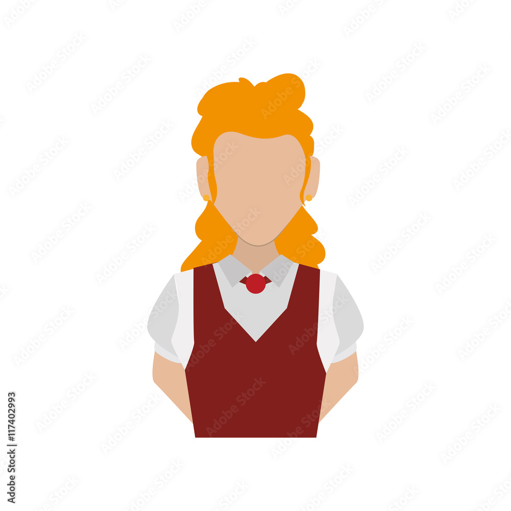 Waiter female avatar suit person icon. Isolated and flat illustration. Vector graphic