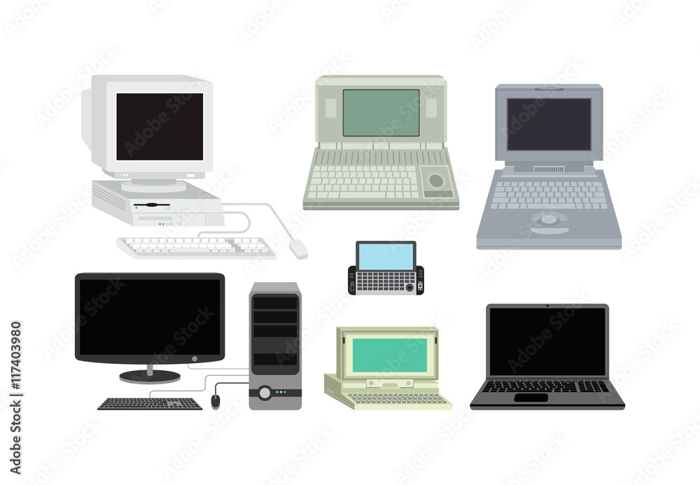 Old omputer technology vector isolated. Telecommunication equipment old vintage pc monitor frame computer modern office network. Old computer device electronic equipment space. Old omputer technology vector isolated. Telecommunication equipment old vintage pc monitor frame computer modern office network. Old computer device electronic equipment space.