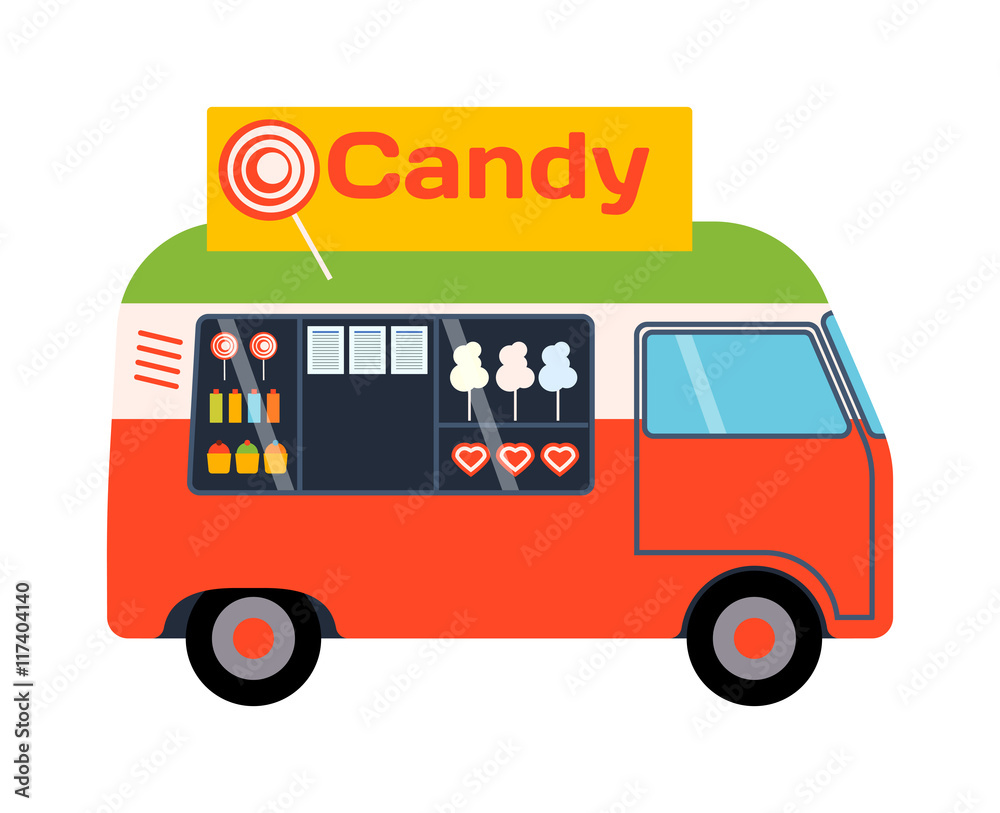 Street food festival color trailer labels , van restaurant. Cafe urban food truck trailer, mobile market, event and transport. Vector illustration food truck trailer, fast delivery service. Street food festival color trailer labels , van restaurant. Cafe urban food truck trailer, mobile market, event and transport. Vector illustration food truck trailer, fast delivery service.
