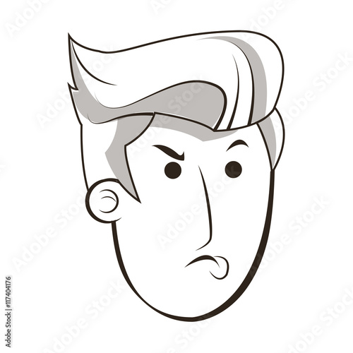 flat design face of angry man icon vector illustration