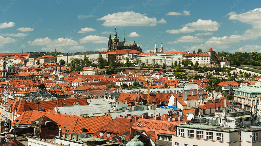 Prague Panorama on sunny spring day. Prague, Czech republic.