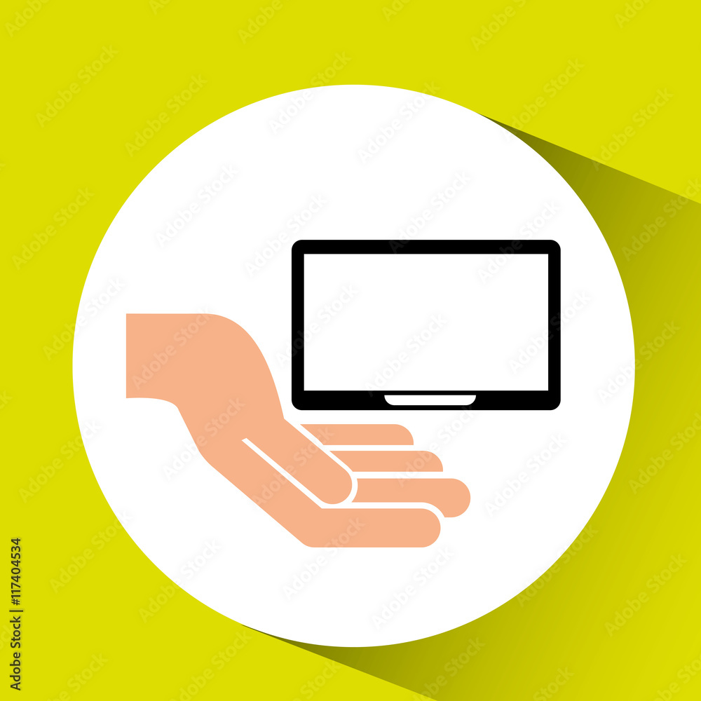 hand with tablet icon