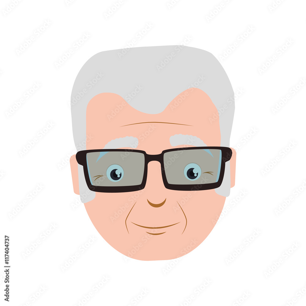 Grandfather male man hair grey icon. Isolated and flat illustration. Vector graphic