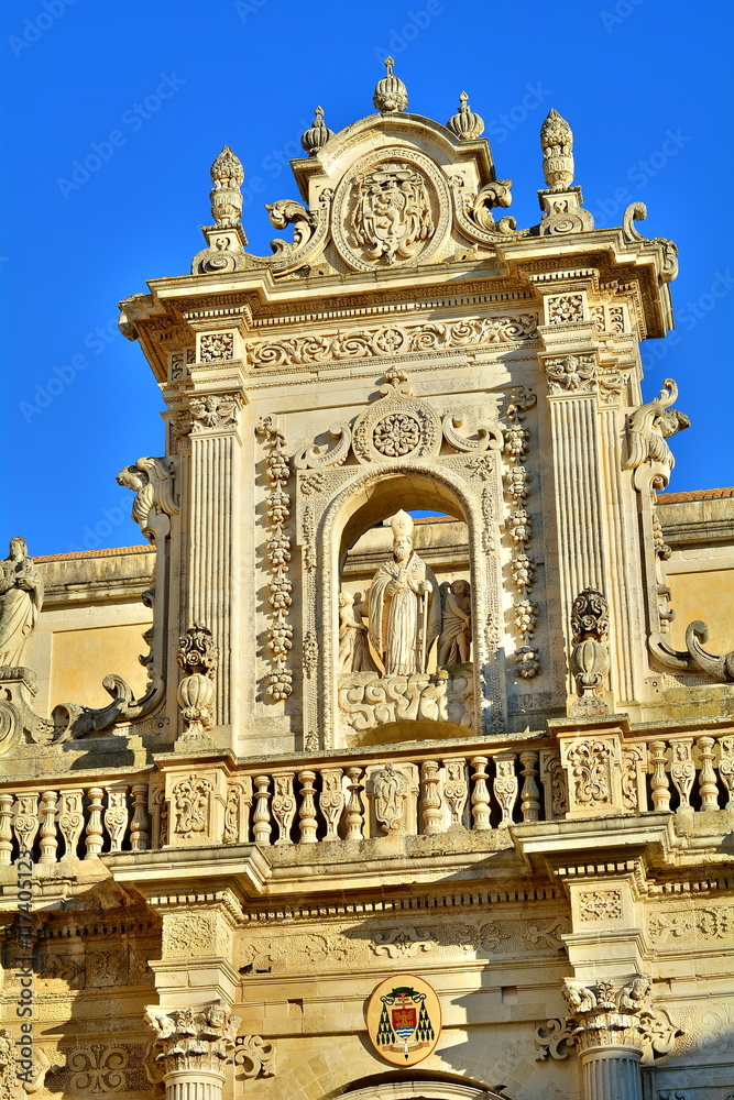 The baroque cathedral city of Lecce in Italy at sunset