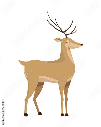 flat design single reindeer icon vector illustration