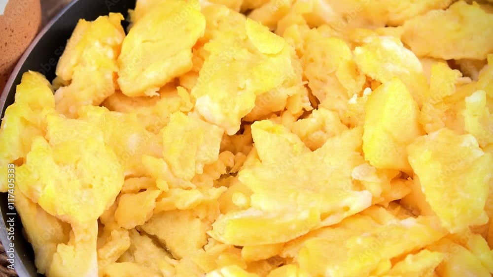 Portion of rotating Scrambled Eggs (not loopable) as 4K UHD footage Portion of rotating Scrambled Eggs (not loopable) as 4K UHD footage