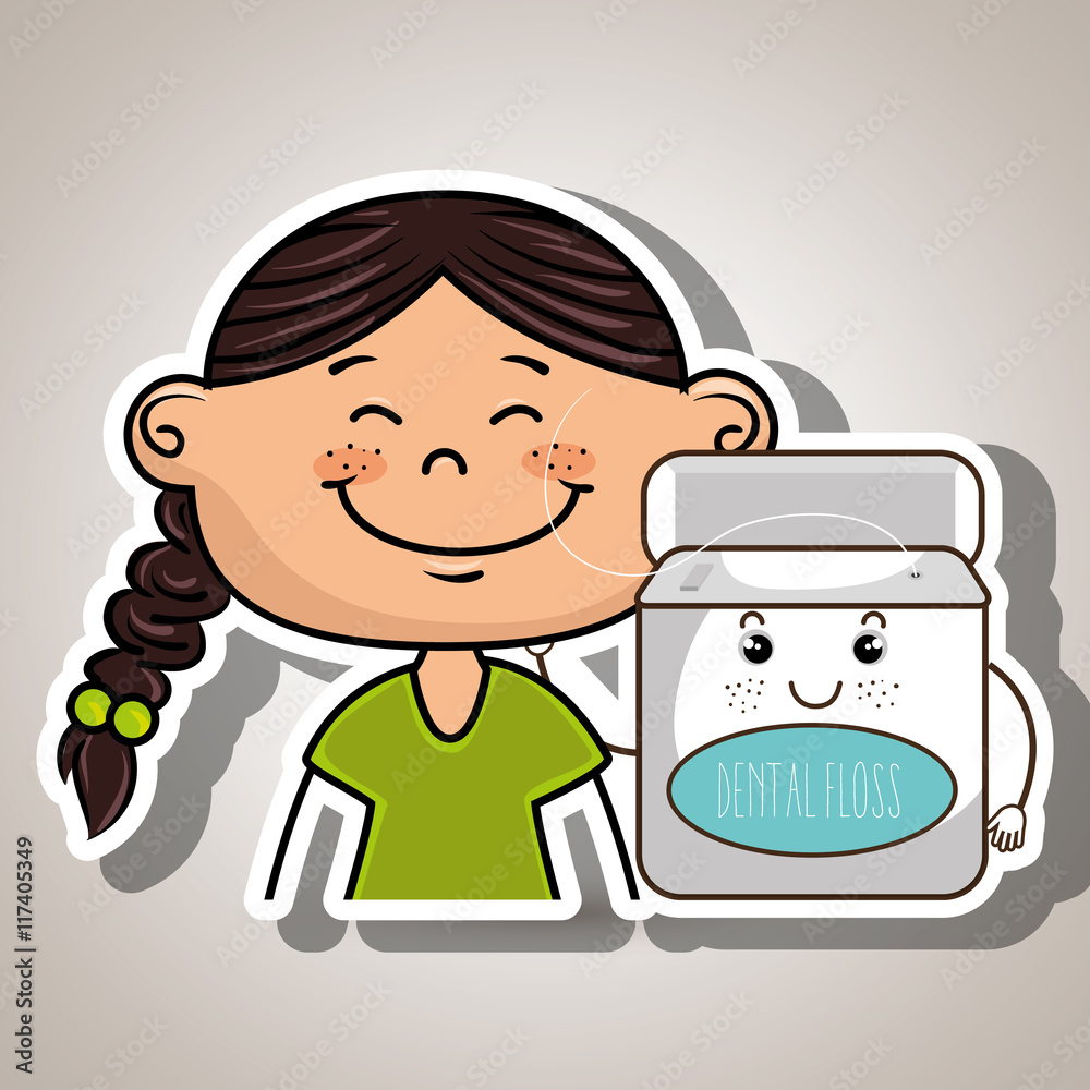 happy cartoon girl holding smiling cartoon container over green