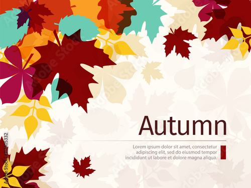Autumn Leaves Background. Flat Design Style. 