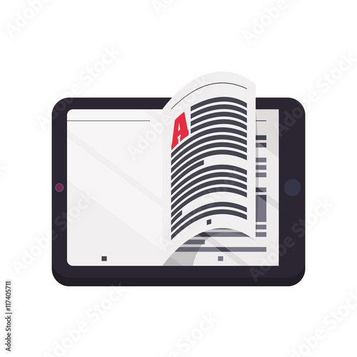 ebook tablet online reading internet icon. Isolated and flat illustration. Vector graphic