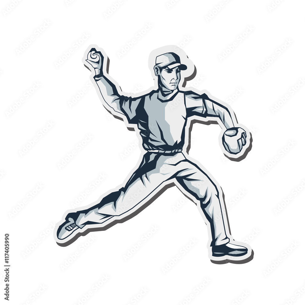 flat design baseball player icon vector illustration