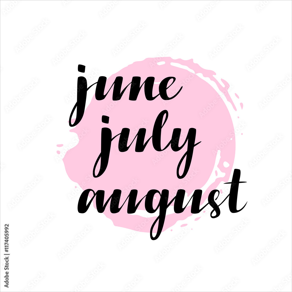 Handwritten names of months. Handwritten names of months.