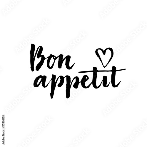 Bon appetit card. Hand drawn lettering.