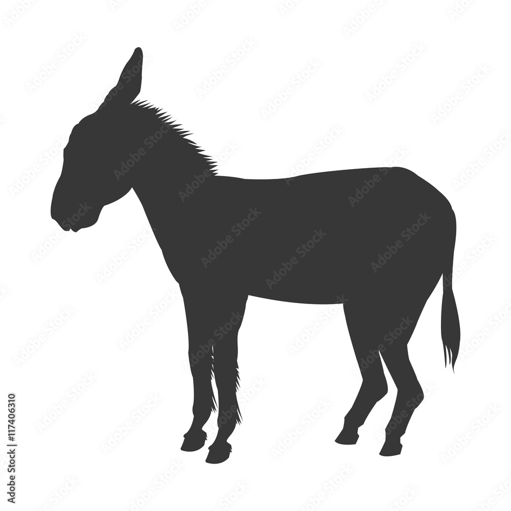 flat design donkey silhouette icon vector illustration