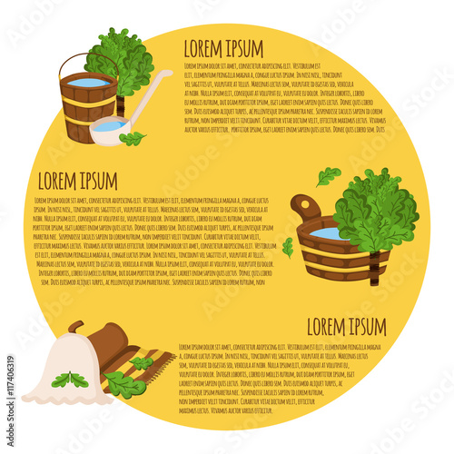 Cartoon spa sauna relax concept