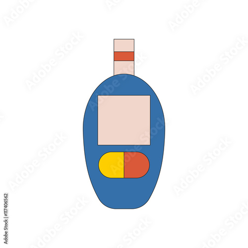 Vector illustration with flat glucometer diabetes icon