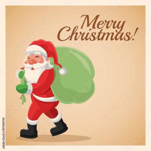 Merry Christmas concept represented by santa cartoon icon. Colorfull and vintage illustration inside frame.