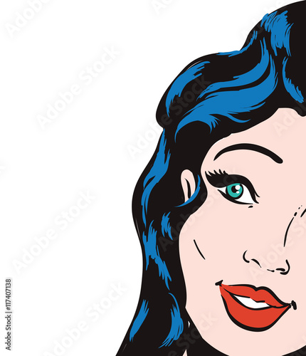 Woman pop art female avatar person retro vintage icon. Colorfull and flat illustration. Vector graphic