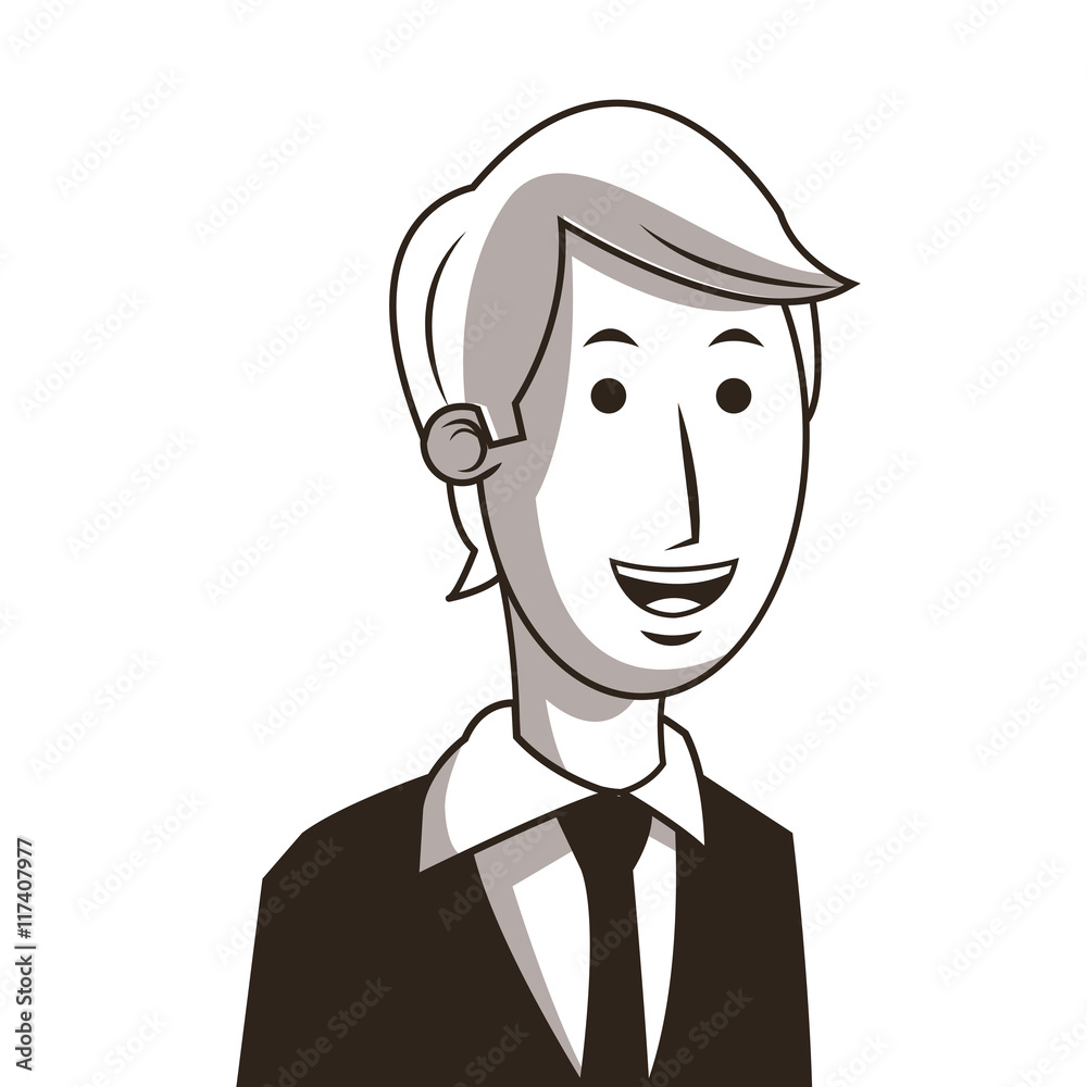Business concept represented by businessman cartoon. Black and White colors. Draw and isolated illustration. Business concept represented by businessman cartoon. Black and White colors. Draw and isolated illustration.