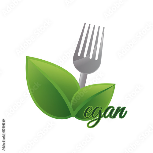 fork leaf green vegan organic icon. Isolated and flat illustration. Vector graphic