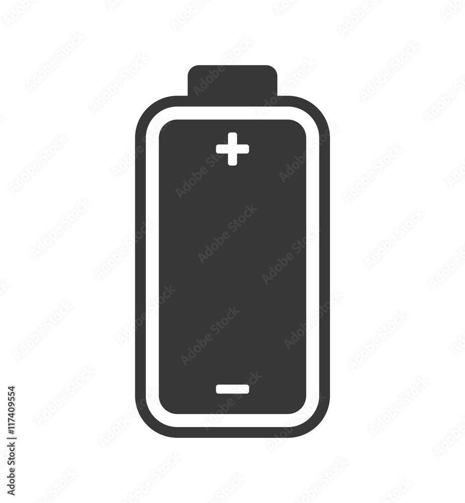 Battery silhouette energy power charge icon. Isolated and flat illustration. Vector graphic