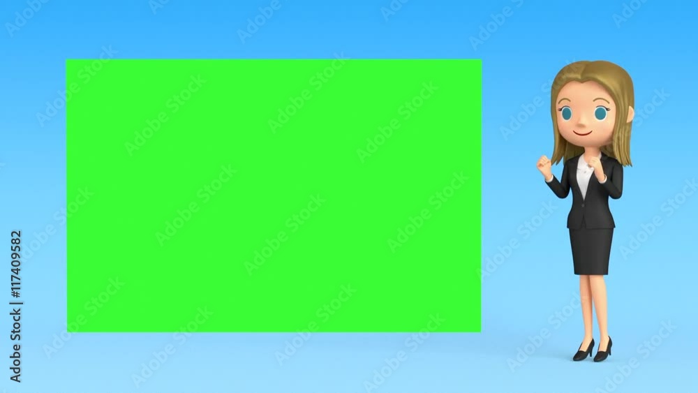 3D animation - Animation of a woman points to the message board. 3D animation - Animation of a woman points to the message board.