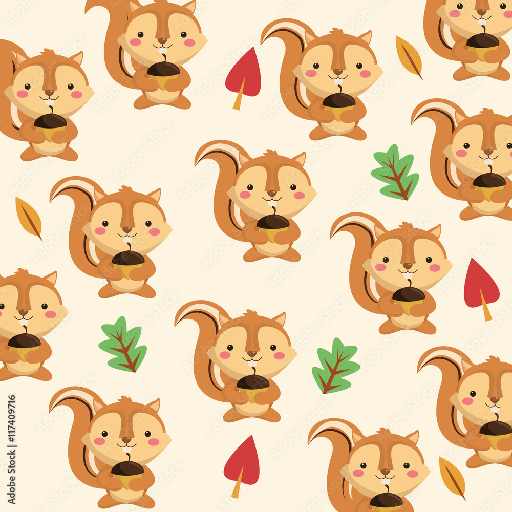Fototapeta premium Woodland animal concept represented by cute squirrel cartoon icon. Colorfull and background illustration. 
