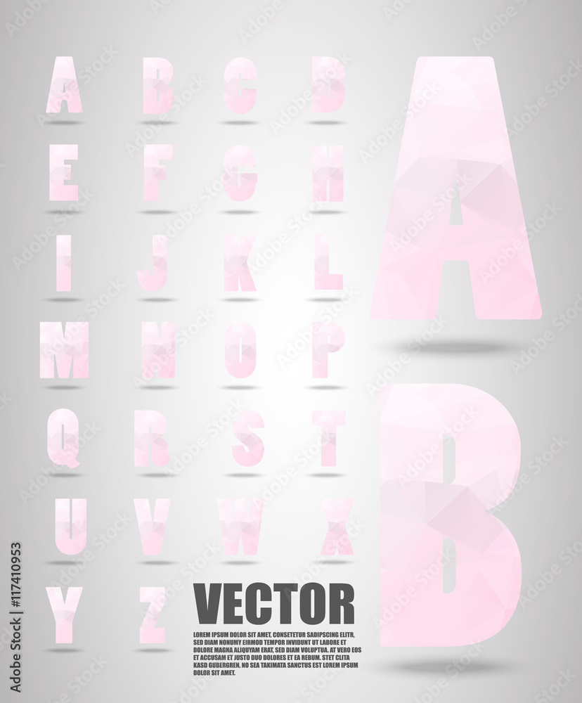 Polygon alphabet font style font with shadow, Low Poly Font Polygon alphabet font style font with shadow, Low Poly Font