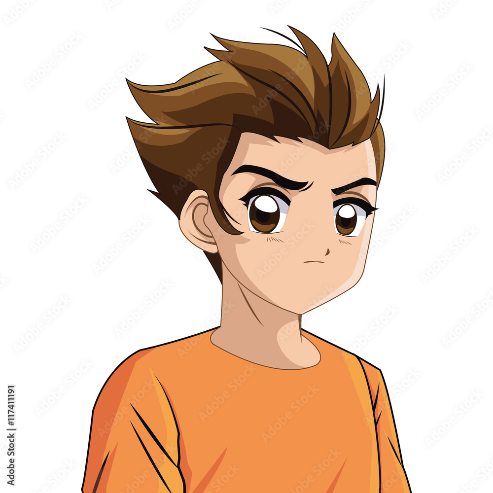 Boy anime male manga cartoon comic icon. Colorfull and isolated illustration. Vector graphic Boy anime male manga cartoon comic icon. Colorfull and isolated illustration. Vector graphic