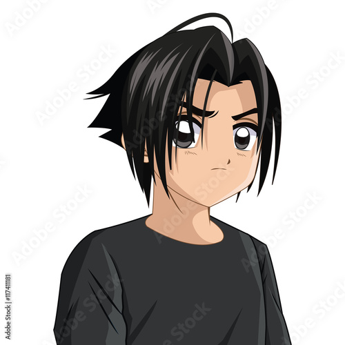Boy anime male manga cartoon comic icon. Colorfull and isolated illustration. Vector graphic