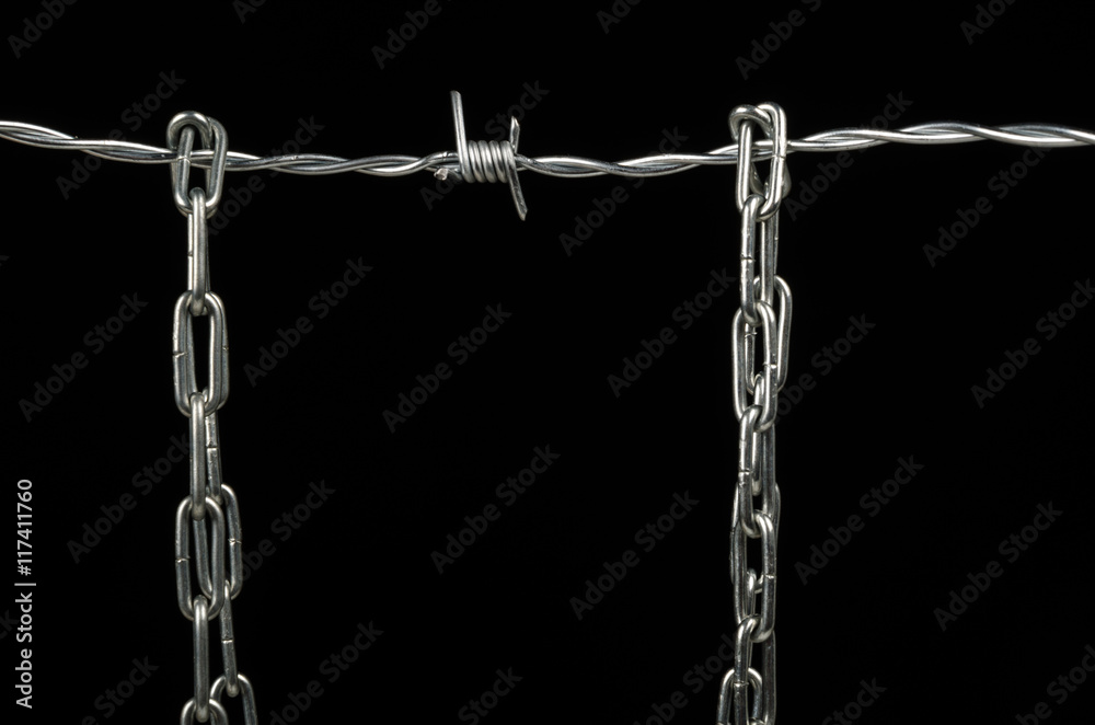Barbed wire and chain Barbed wire and chain