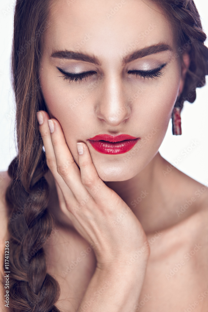 Slavic beauty girl on white Slavic beauty girl on white