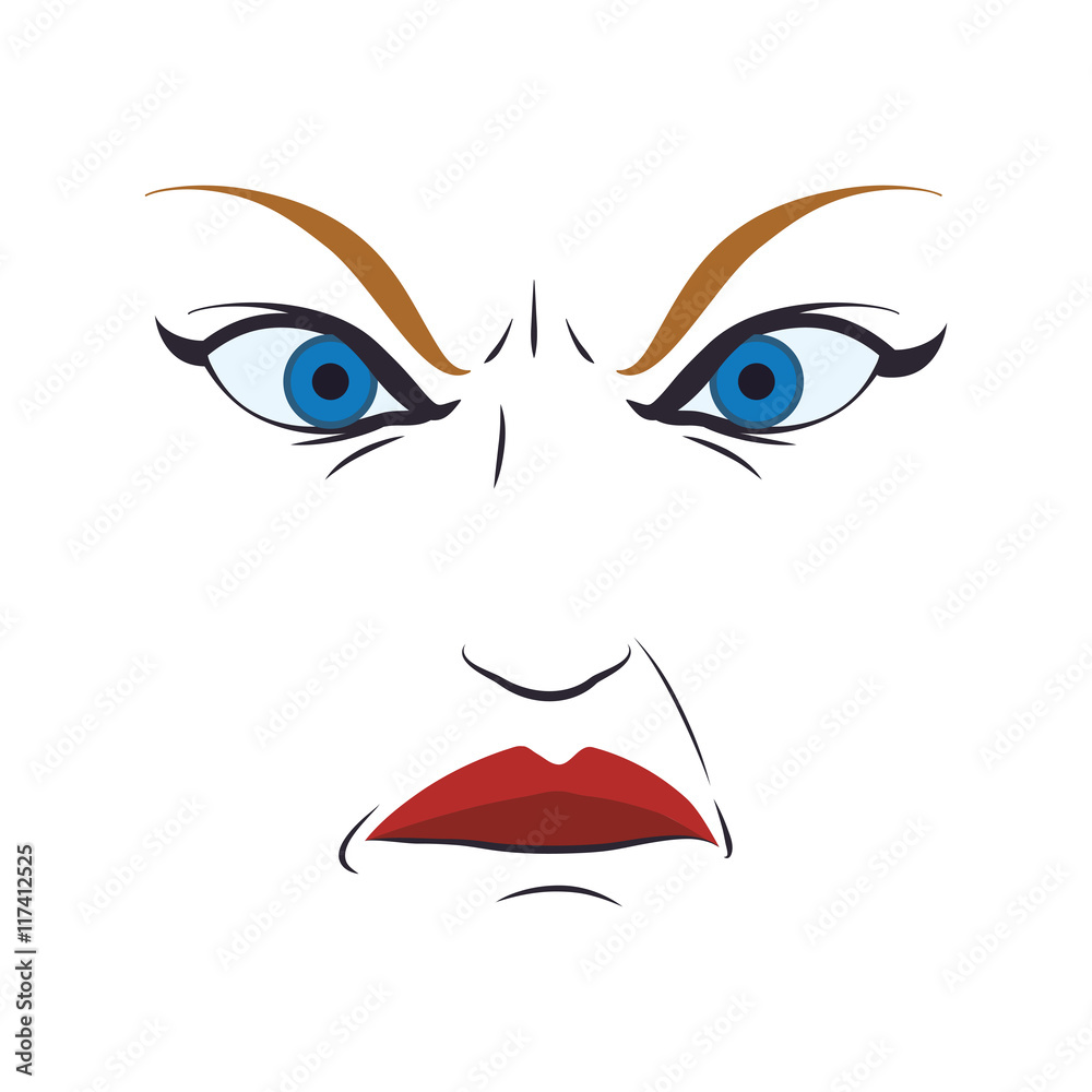 face angry woman female eyes expression cartoon icon. Isolated and flat  illustration. Vector graphic Stock Vector | Adobe Stock