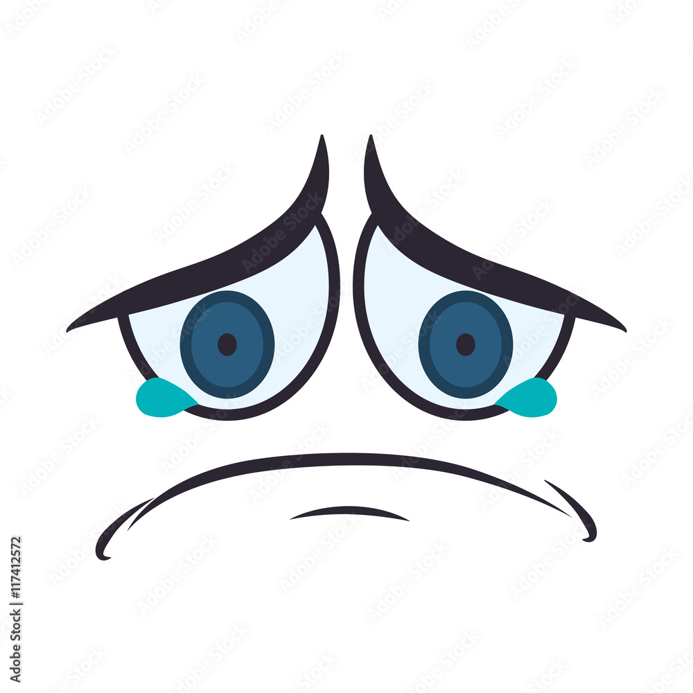 face sad eyes expression cartoon icon. Isolated and flat illustration. Vector graphic