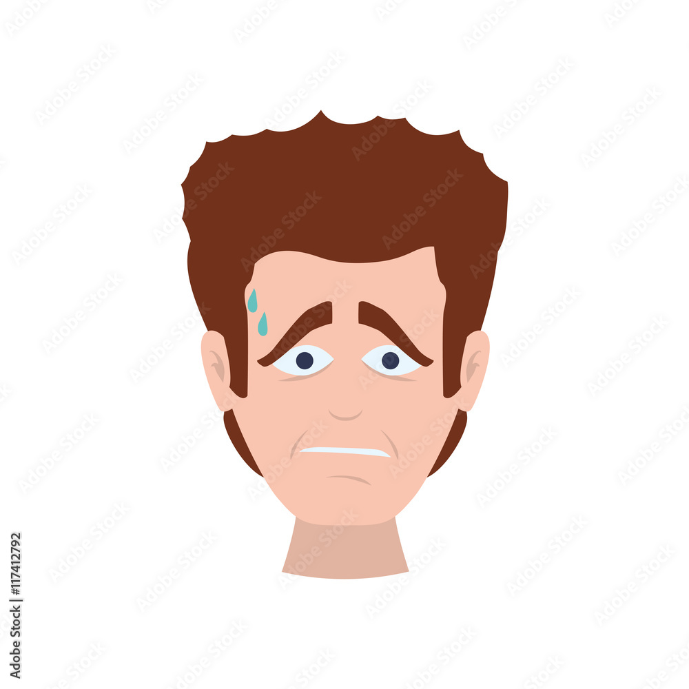 face man boy sad expression cartoon icon. Isolated and flat illustration. Vector graphic